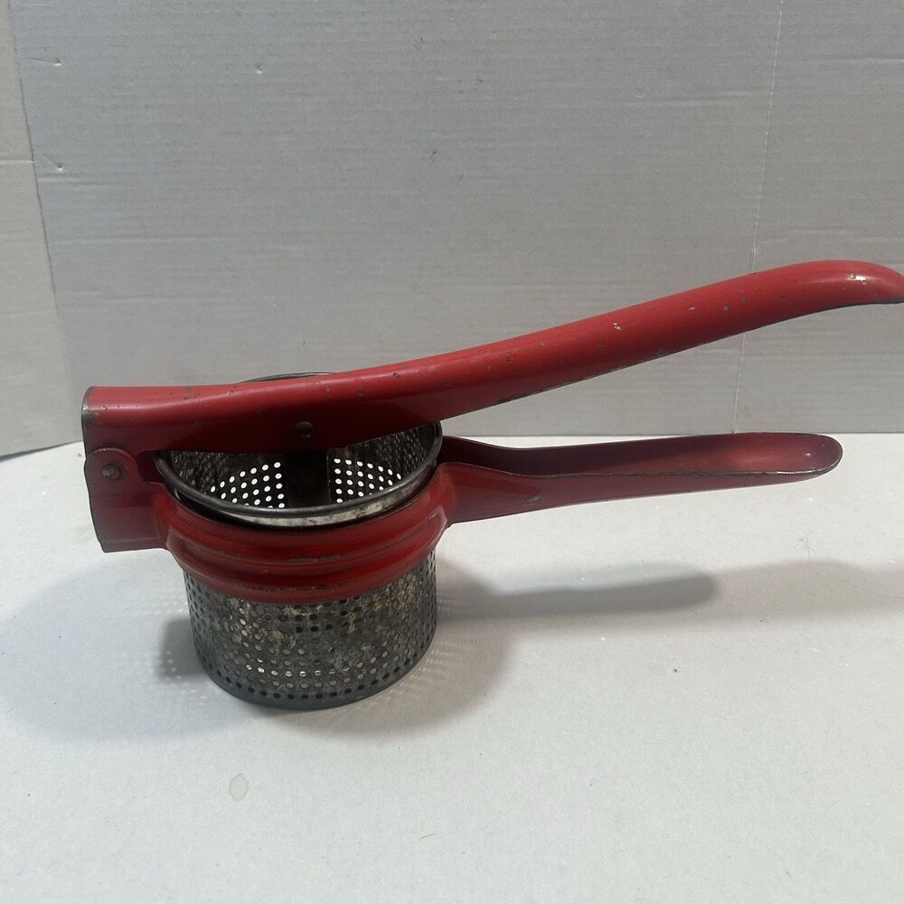 Potato Ricer Vintage Red Handle Kitchen Potato Masher